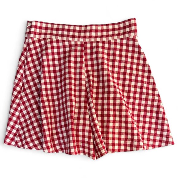 ZARA Gingham Pleated Skort  Red & White Check Size S - Picture 5 of 11